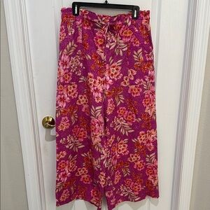 Loft linen wide leg pant Large